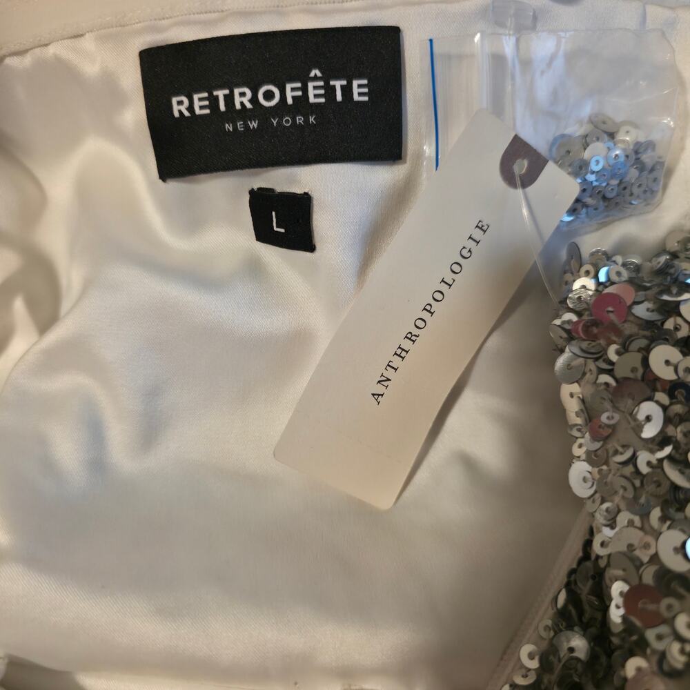 Retrofête White Silver Strapless Sequin Kameron Embellished Mini Dress Large - Picture 12 of 12